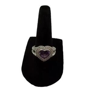 Amethyst Sterling Ring Judith Ripka Size 8 Solid 925 Silver Designer